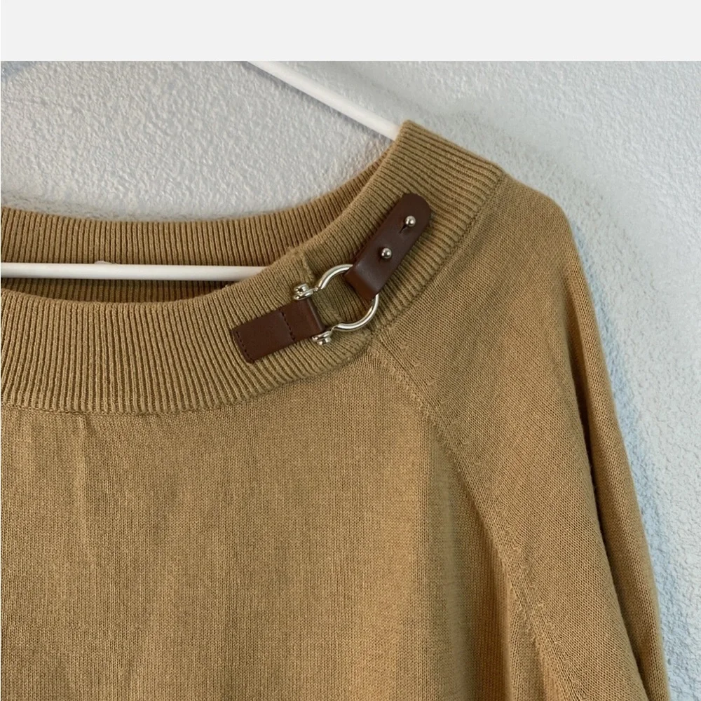 Women's Tan Sweater with Buckle Detail